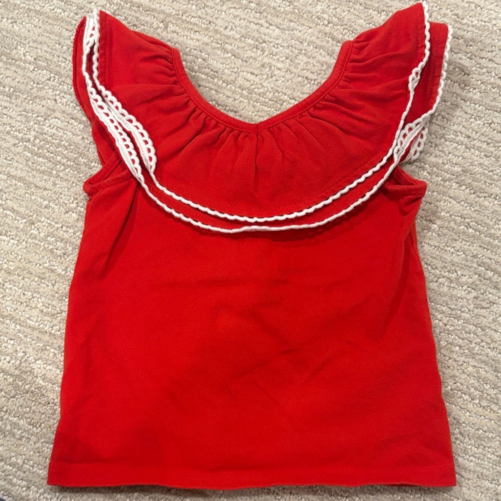 Janie and Jack Scarlet Blouse with Ivory Accents
